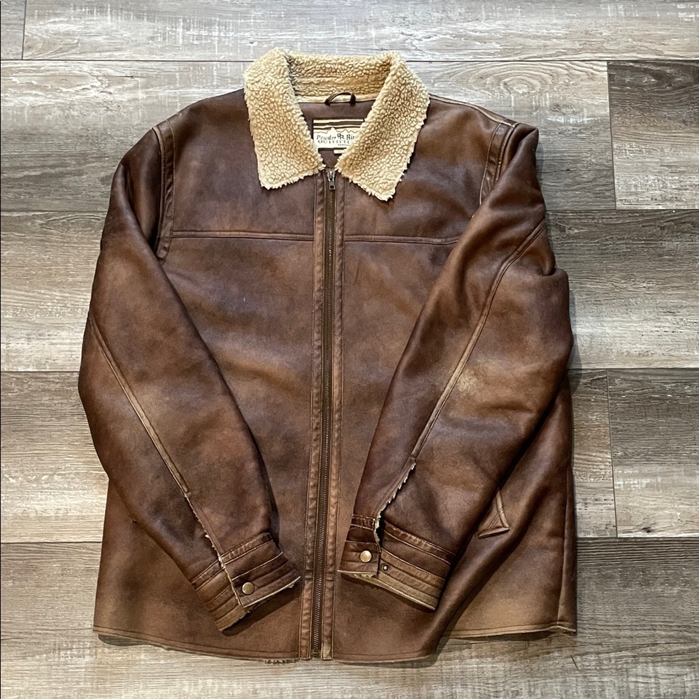 Panhandle Slim Leather Jacket with Shearling Collar